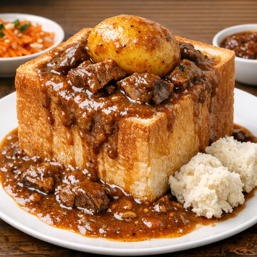 Beef Short Rib and Potato Bunny Chow filling