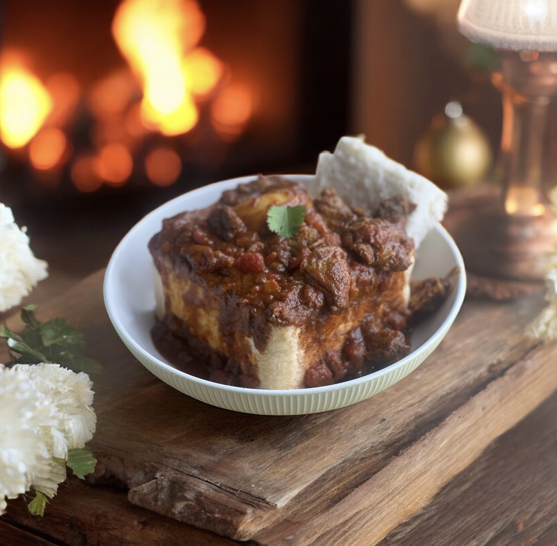 Beef Short Rib and Potato Bunny Chow filling